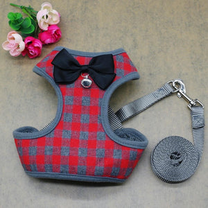 Check Bowtie Harness And Matching Leash Set - Shop & Dog
