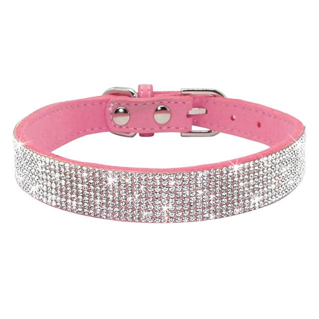 Faux Suede Leather Dog Collar With Rhinestones - Shop & Dog