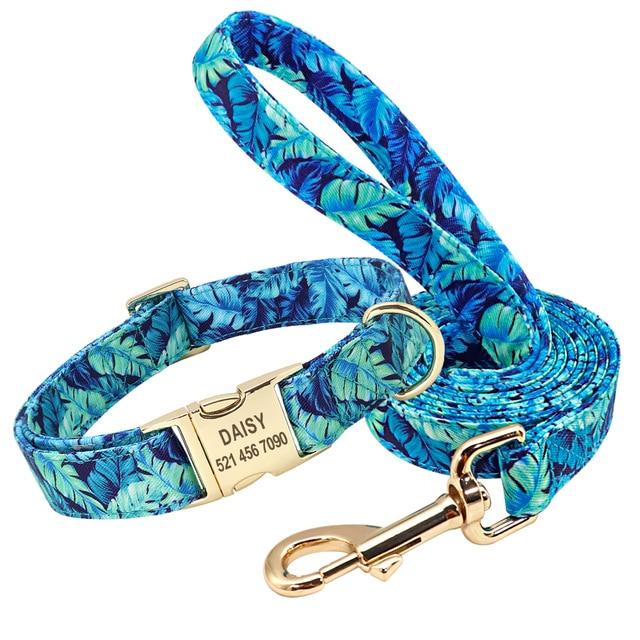 Floral Print Matching Leash And Collar Set With Personalised ID Buckle - Shop & Dog