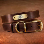 Genuine Leather Dog Collar With Engraved Name Plate - Shop & Dog
