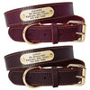 Genuine leather dog collar in deep red and espresso