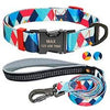 Kaleidoscope Geometric Pattern Leash And Collar Set With Engraved ID Buckle - Shop & Dog