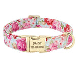 Personalised Dog Collar Nylon Dog Tag Collars Fashion Floral Printed Pet ID Tag Customized Name Plate - Shop & Dog