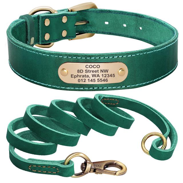 Personalised Leather Dog Collar And Leash Set - Shop & Dog