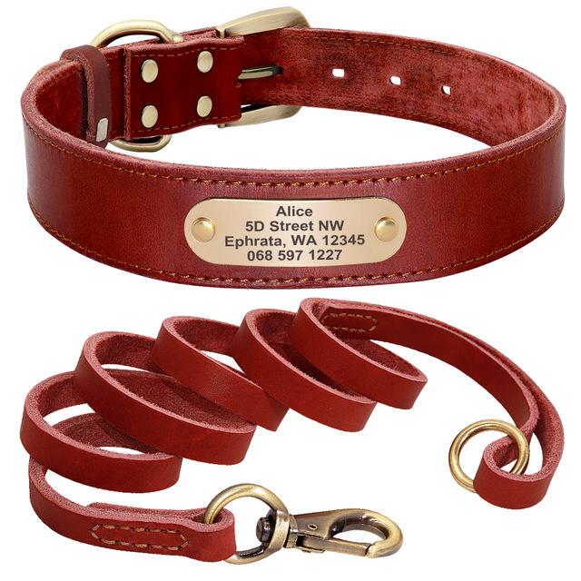 Personalised Leather Dog Collar And Leash Set - Shop & Dog