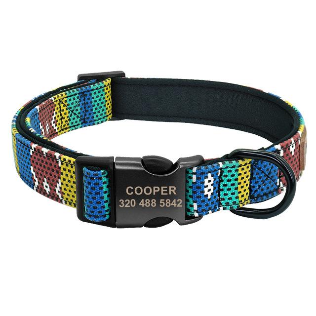 Tribal Print Dog Collar With Personalised Nameplate Buckle - Shop & Dog